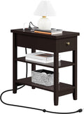 Espresso Narrow Nightstand with Charging Station O38168