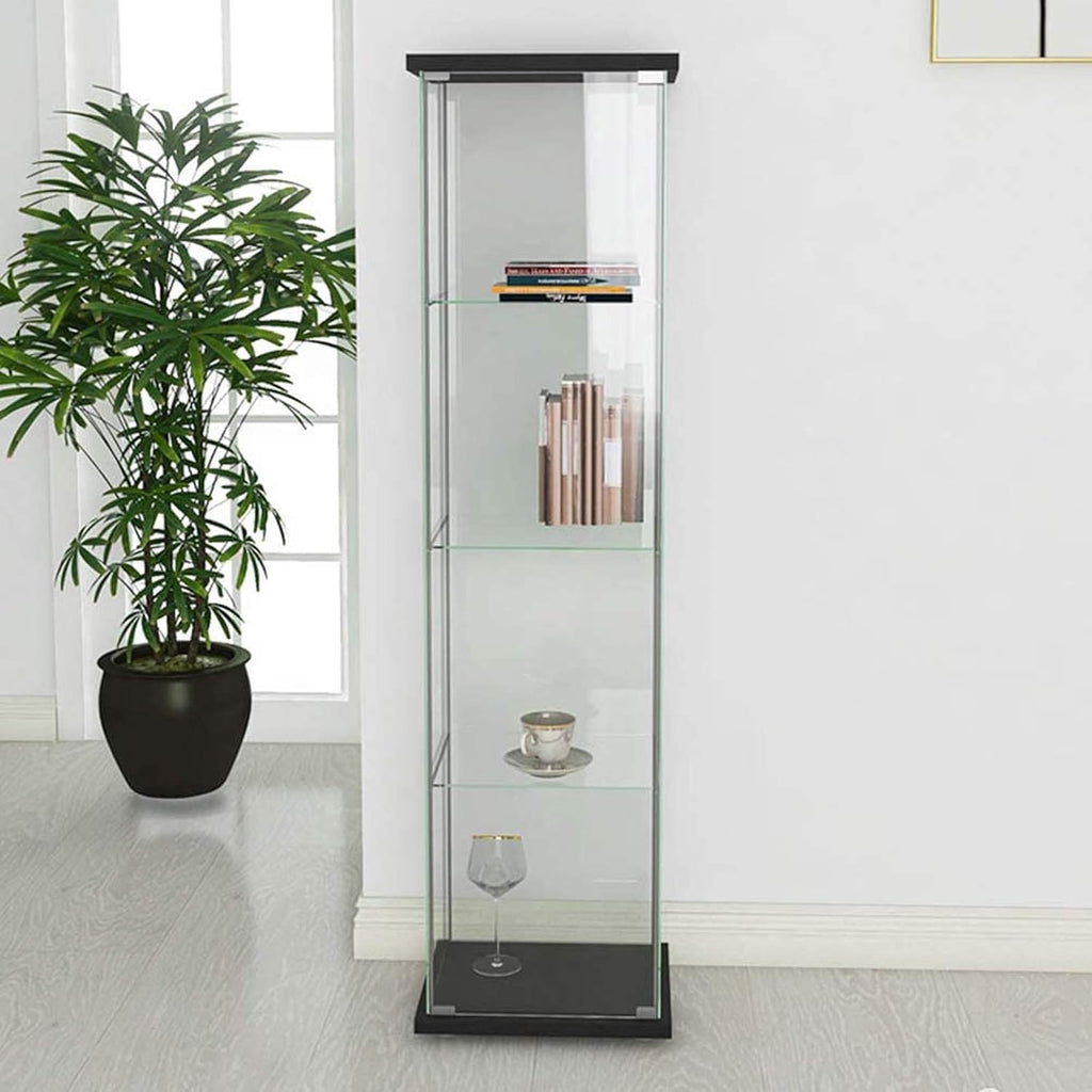 64” H Contemporary 4-Shelf Glass Display Cabinet with Door D10444