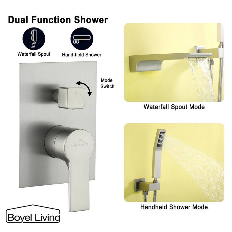 Wall Mount Roman Tub Faucet with Hand Shower Brushed Nickel C719068