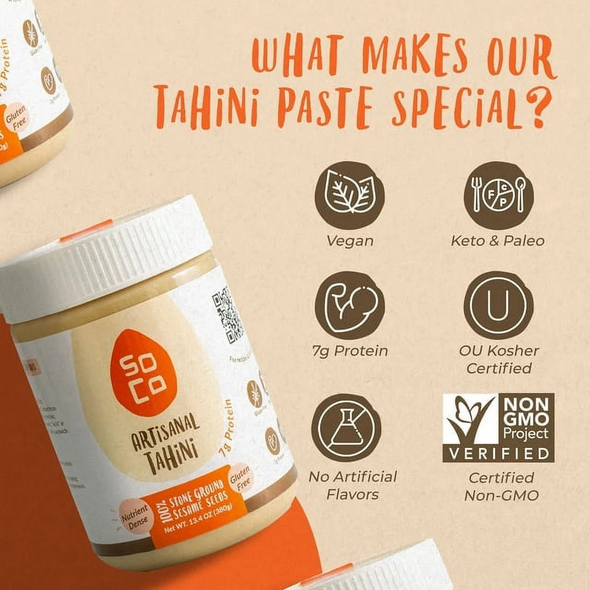 Tahini Paste, 13.4 oz, Pack of 6 H382114