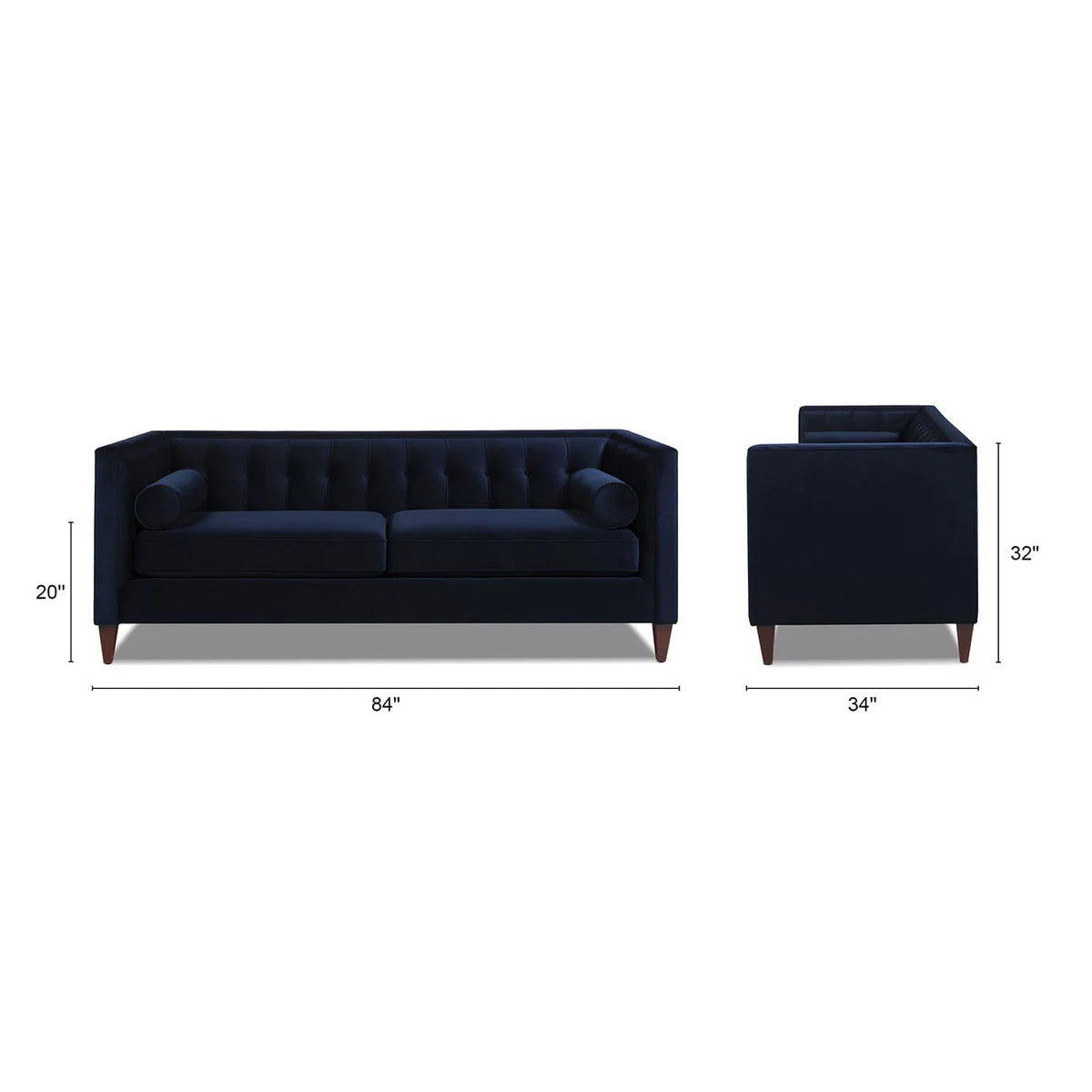 84" Tufted Tuxedo Sofa Cloud White Performance Velvet Z226017