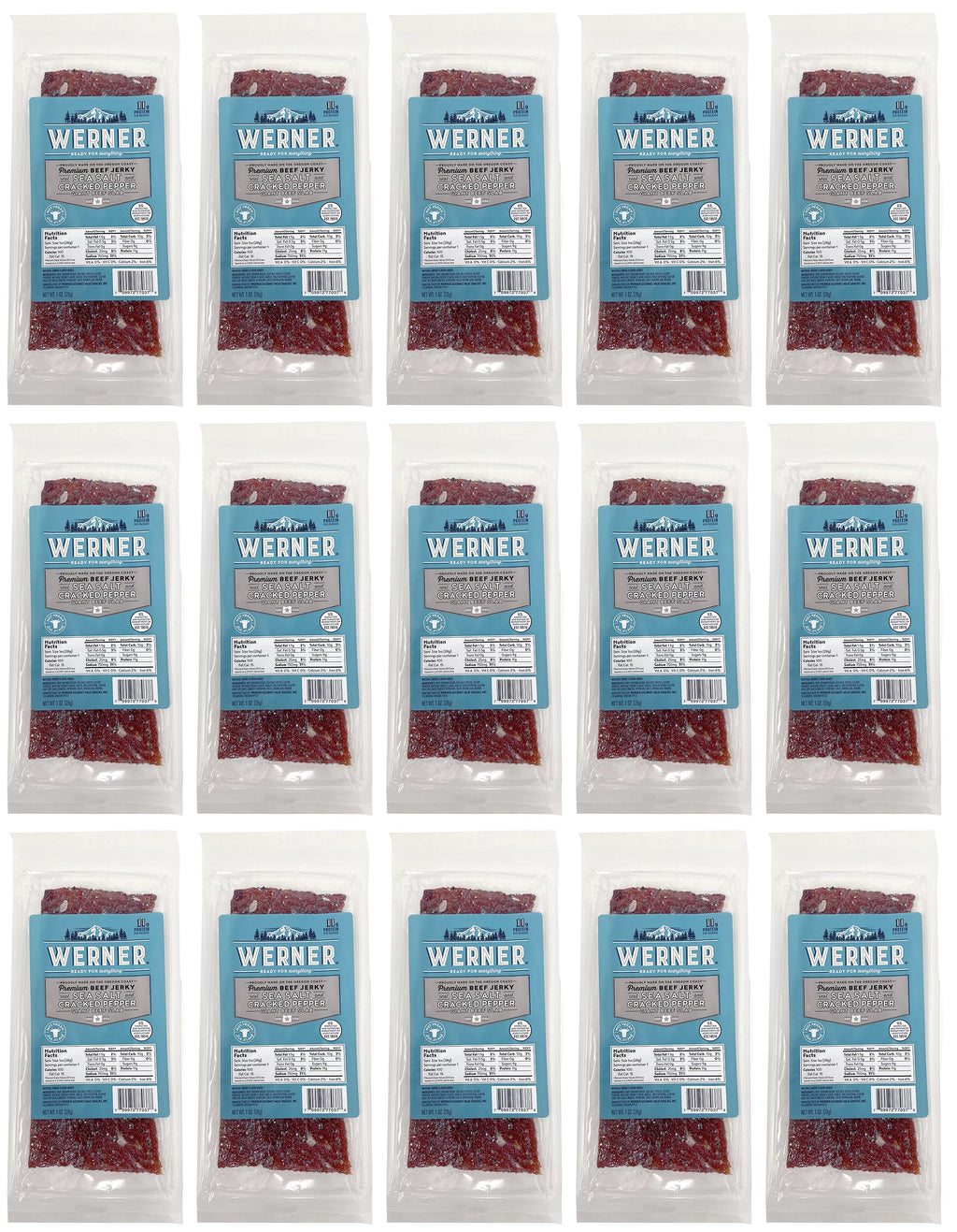Beef Jerky Pack of 15-1 Ounce Sea Salt & Cracked Pepper O385