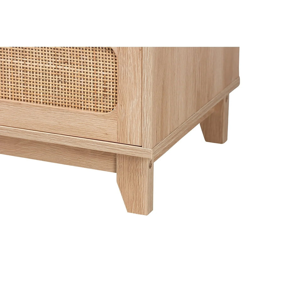 Oak Brown Wood and Natural Rattan 5-Drawer Storage Cabinet J216890