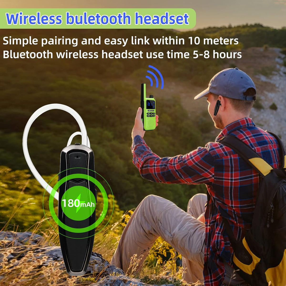 Bluetooth Rechargeable Two Way Radio 1400mAh 3Pcs X671