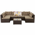 7-Piece Brown PE Rattan Patio Conversation Set D4832