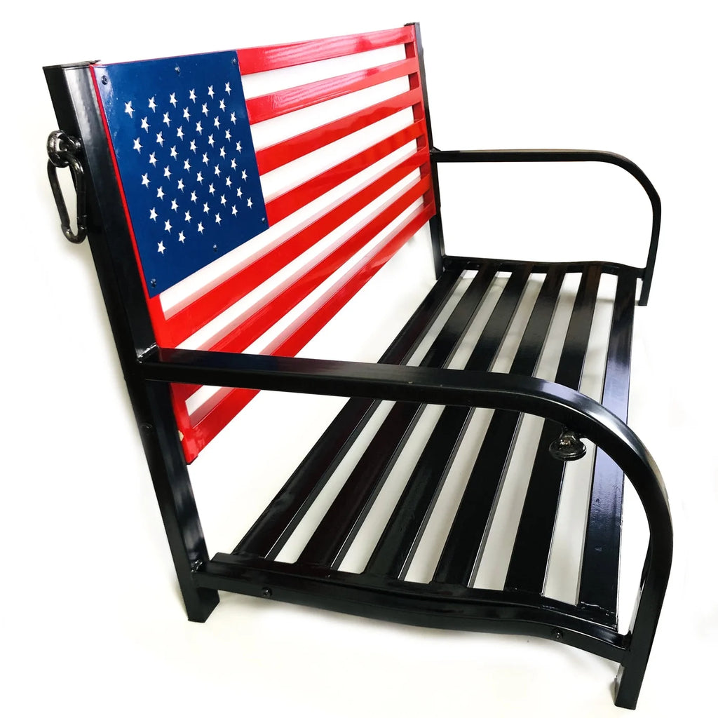 American Flag Outdoor Porch Swing with Hanging Chains L5603