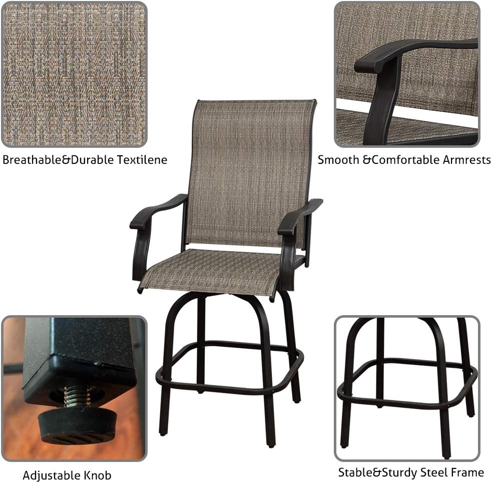Swivel Bar Stools Set with All-Weather Metal Frame M85369