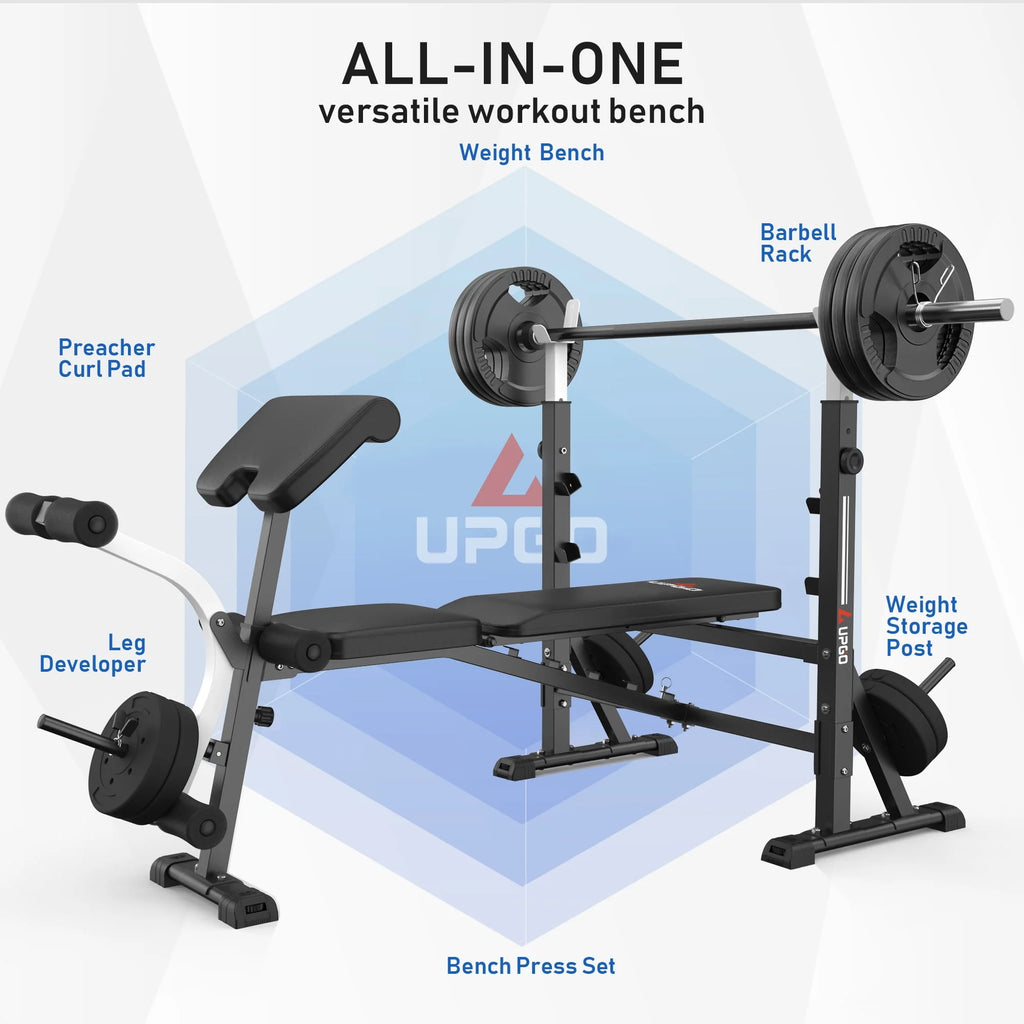 Standard Weight Bench with Preacher Curl Pad and Leg Developer B265