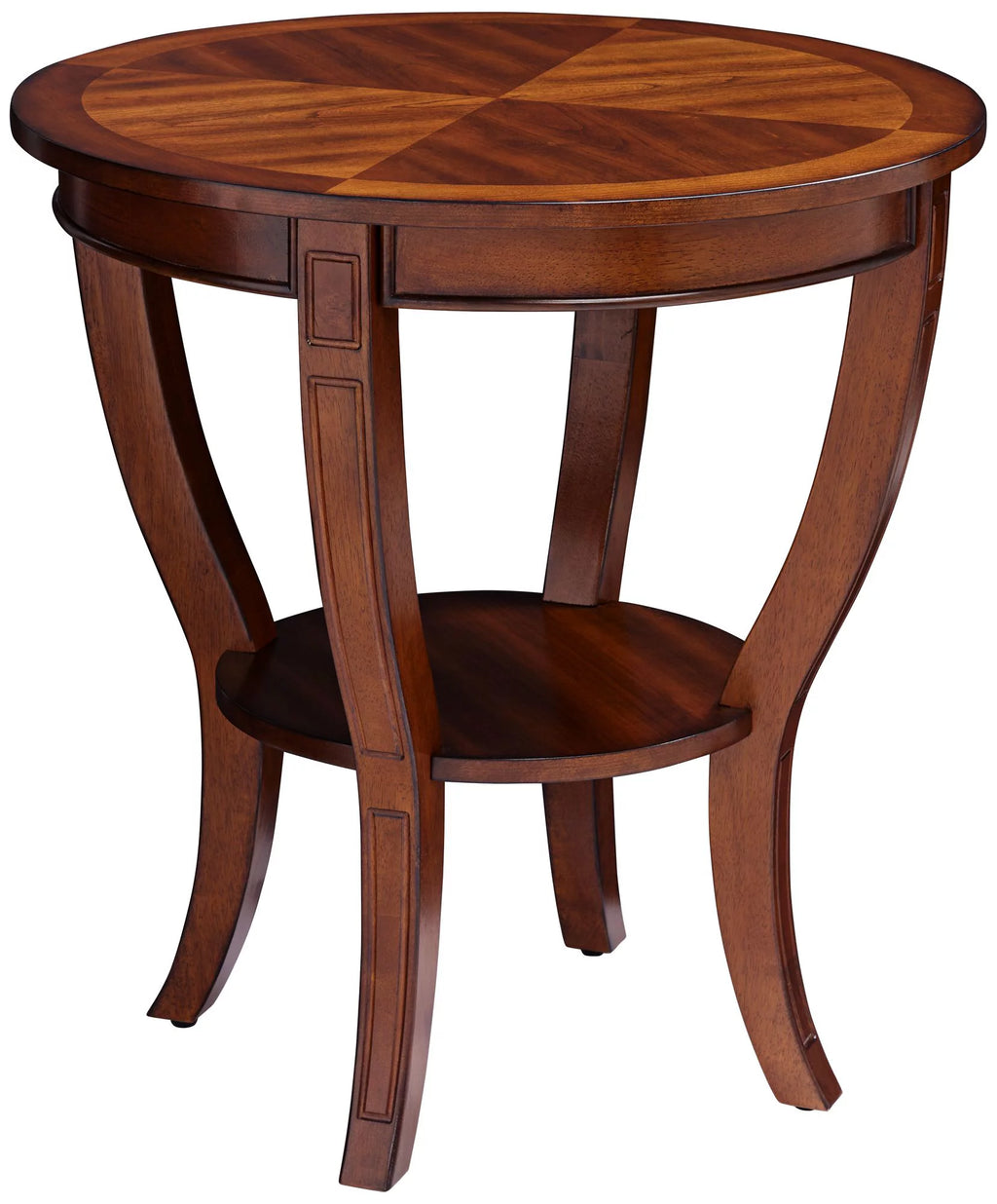 Vintage Cherry Wood Round Side Table with Lower Shelf Z3778