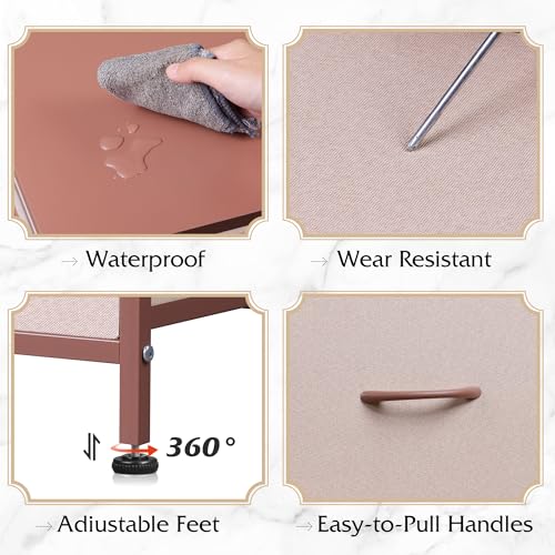 Rustic Brown 4 Drawer Fabric Storage Dresser P134