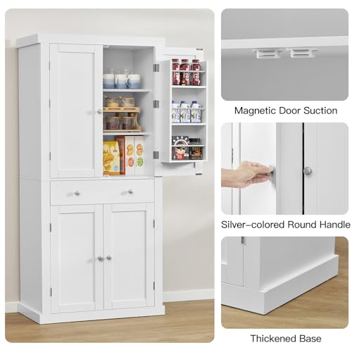 72” Black Kitchen Pantry Cabinet with 4 Doors and 1 Drawer E651