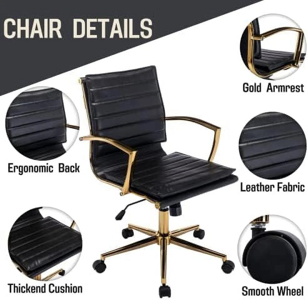Beige Leather Office Chair with Wheels W8340