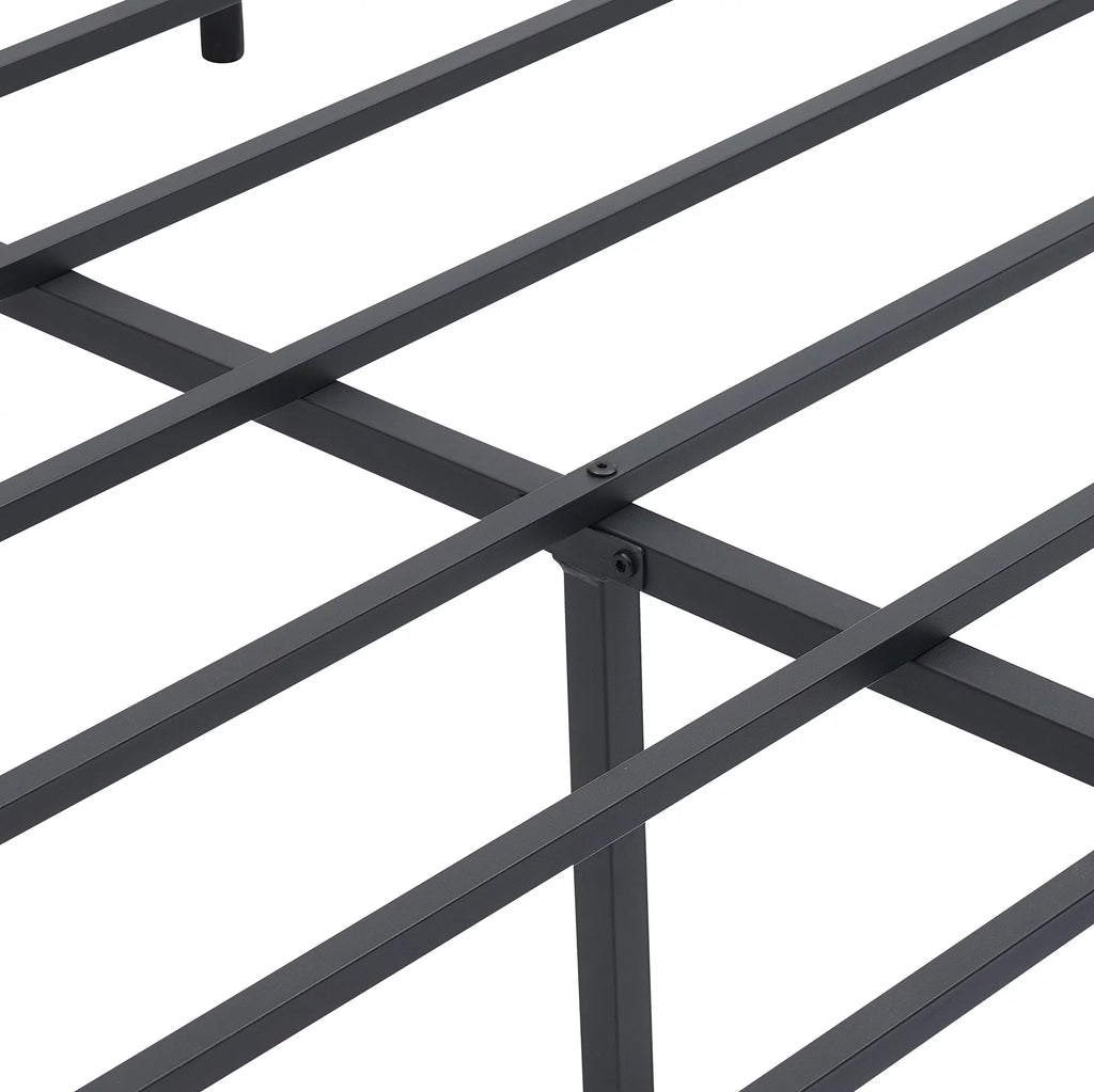 Queen Size Black Metal Platform Bed Frame with Headboard C1084