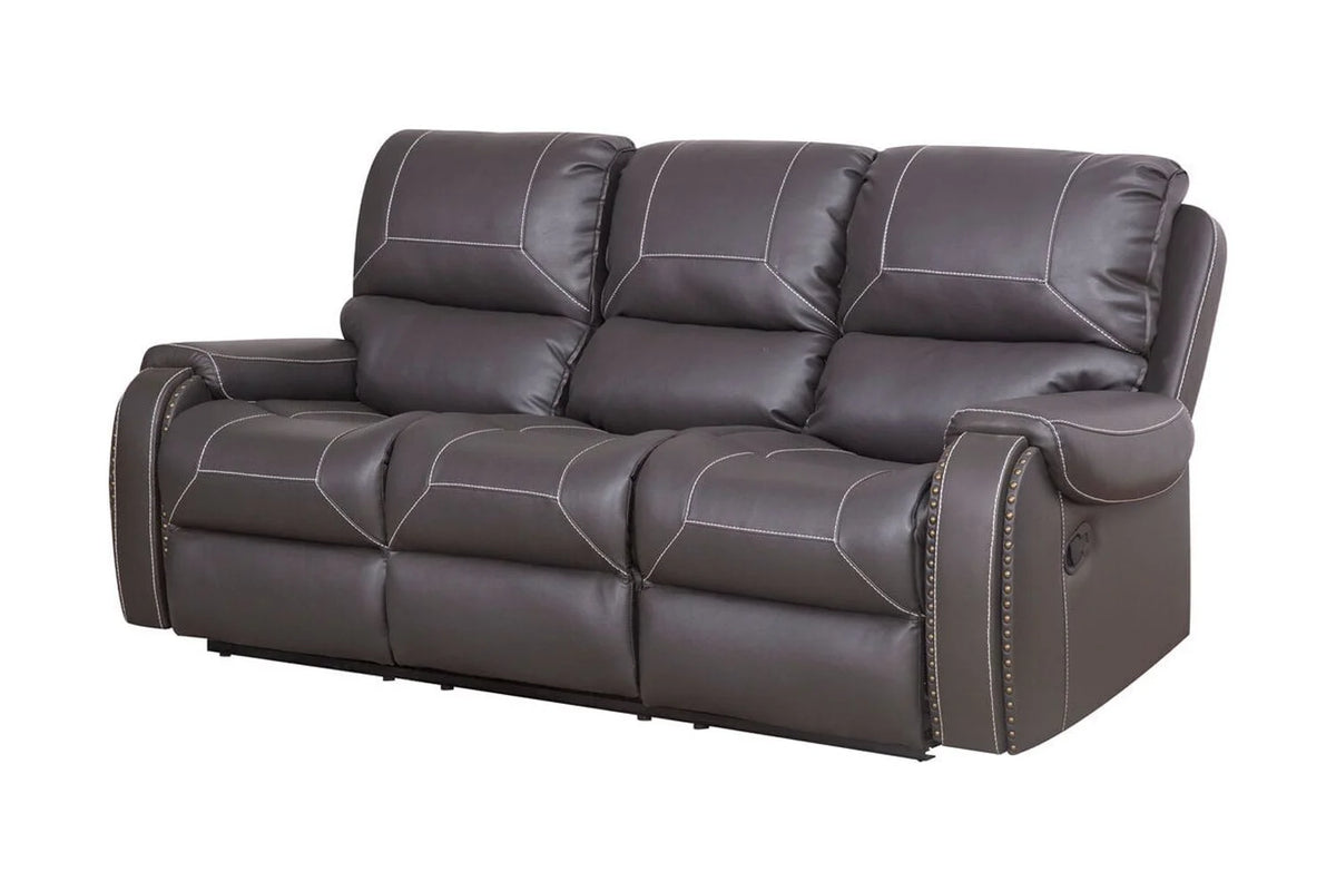 3-Seater Reclining Faux Leather Sofa with Drop-Down Table and Cup Holders F812