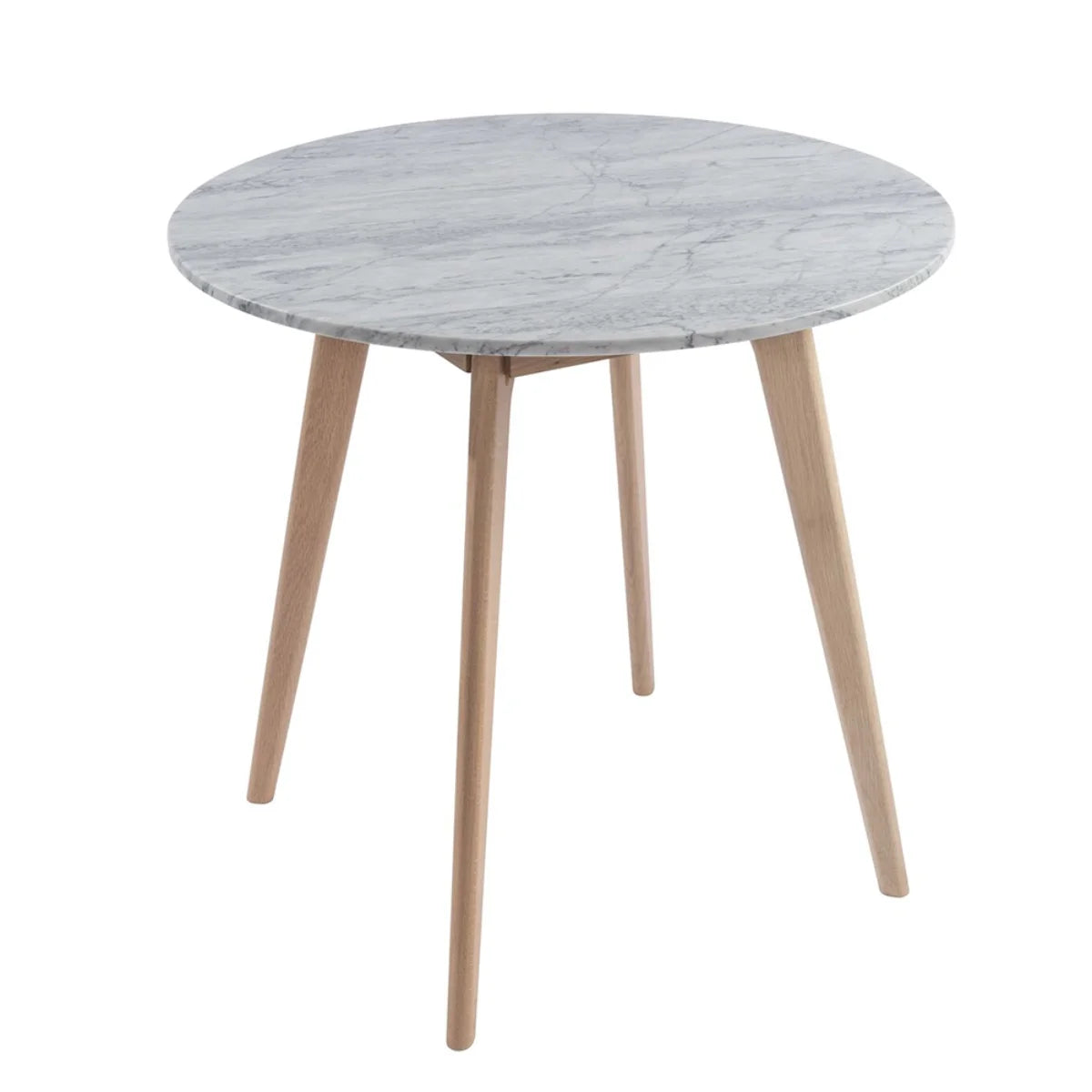 White and Beige Round Marble Dining Table V4680