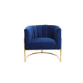 Navy Velvet Upholstered Barrel Chair L13546