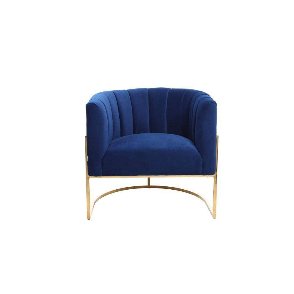 Navy Velvet Upholstered Barrel Chair L13546