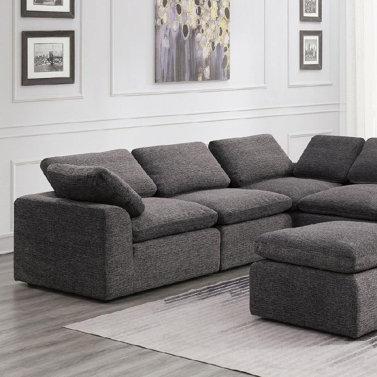 Gray Chenille 6 Pc Sectional Sofa Q426