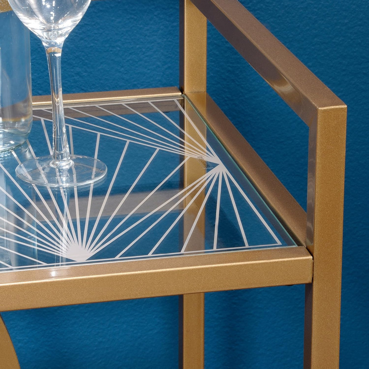 Bar Cart Satin Gold Finish K727