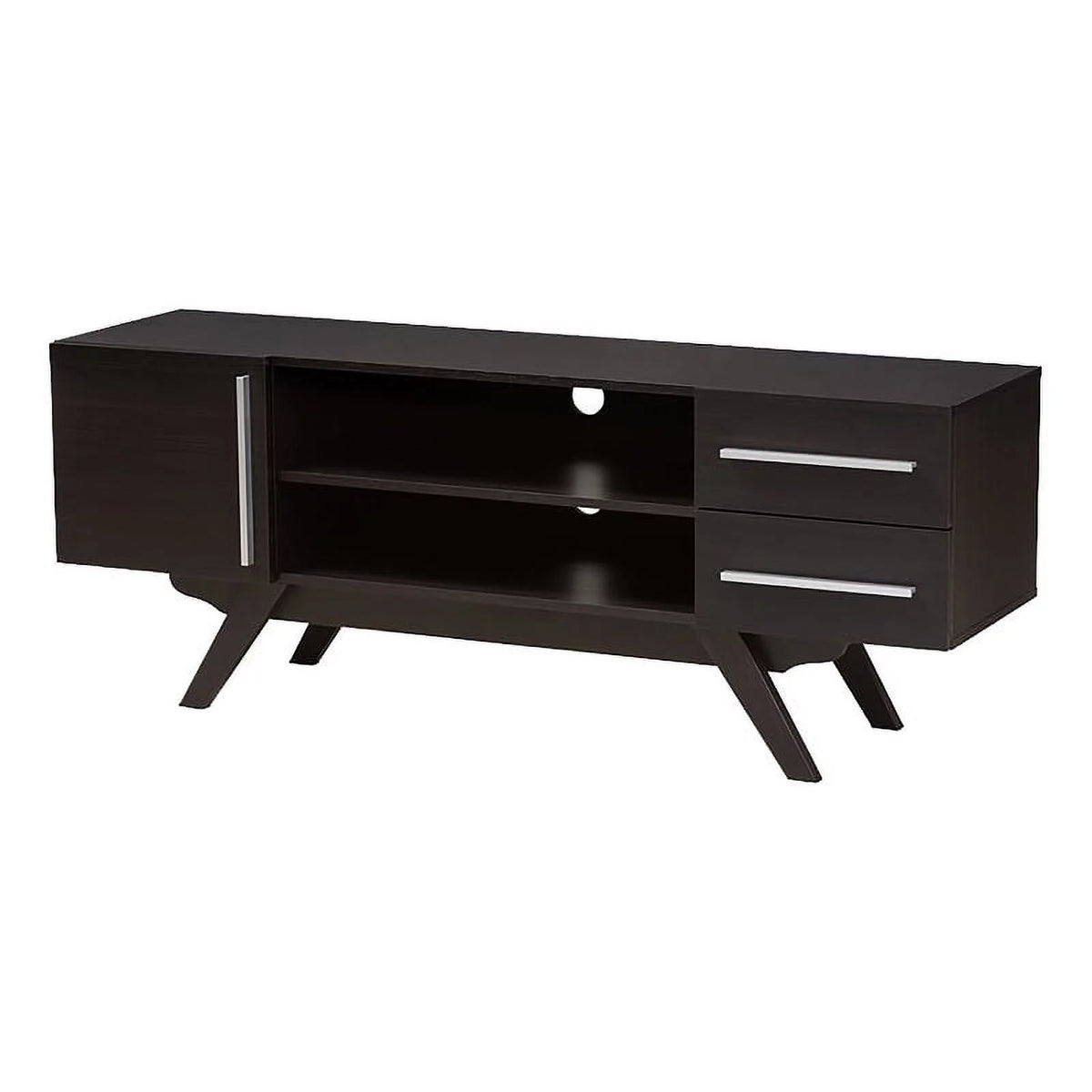 60" Mid-Century Modern TV Stand Console Entertainment Center in Dark Brown J59983