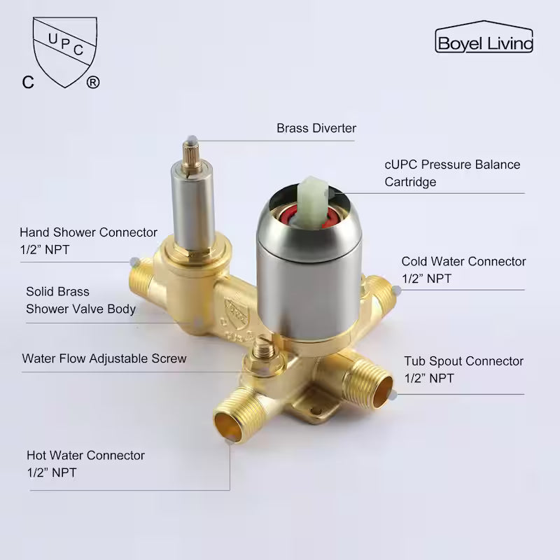 Wall Mount Roman Tub Faucet with Hand Shower Brushed Nickel C719068
