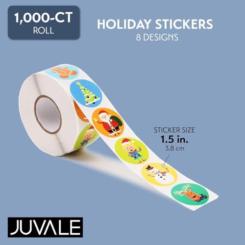 1,000-Piece Self-Adhesive Round Christmas Stickers O7250