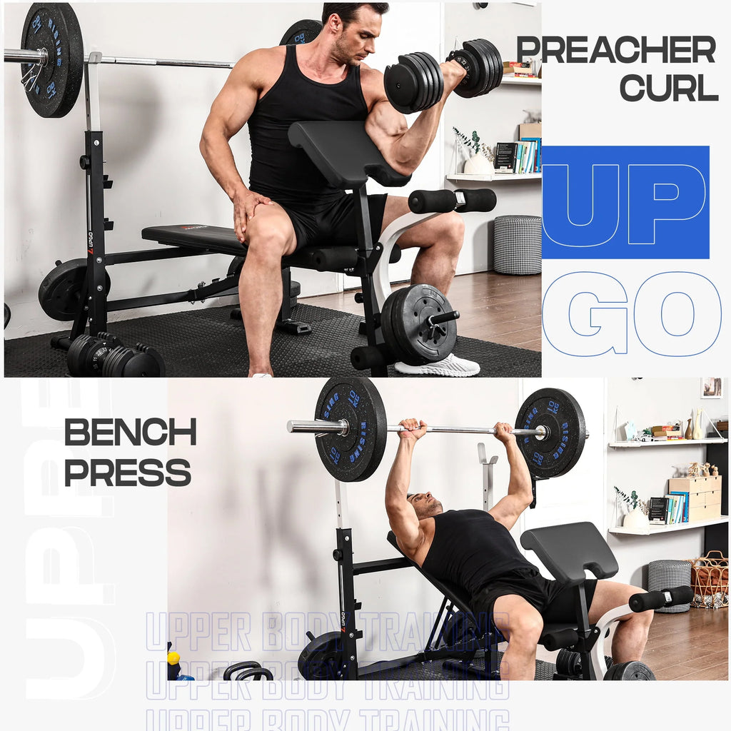 Standard Weight Bench with Preacher Curl Pad and Leg Developer B265