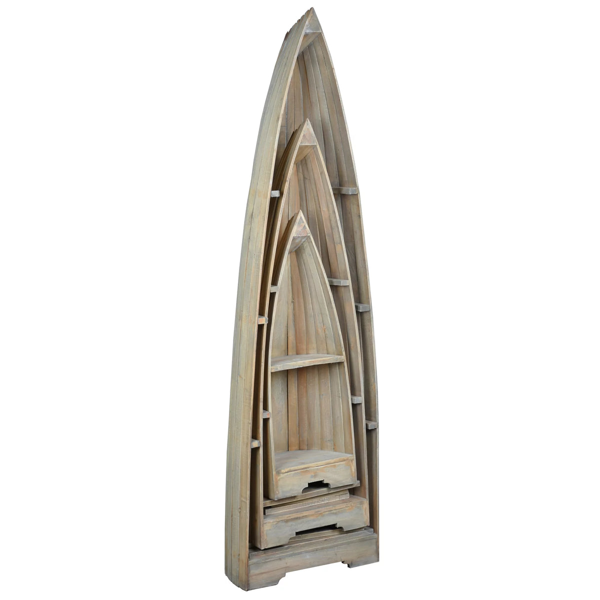 Solid Wood 3 Boat Shaped Freestanding Shelves N43834