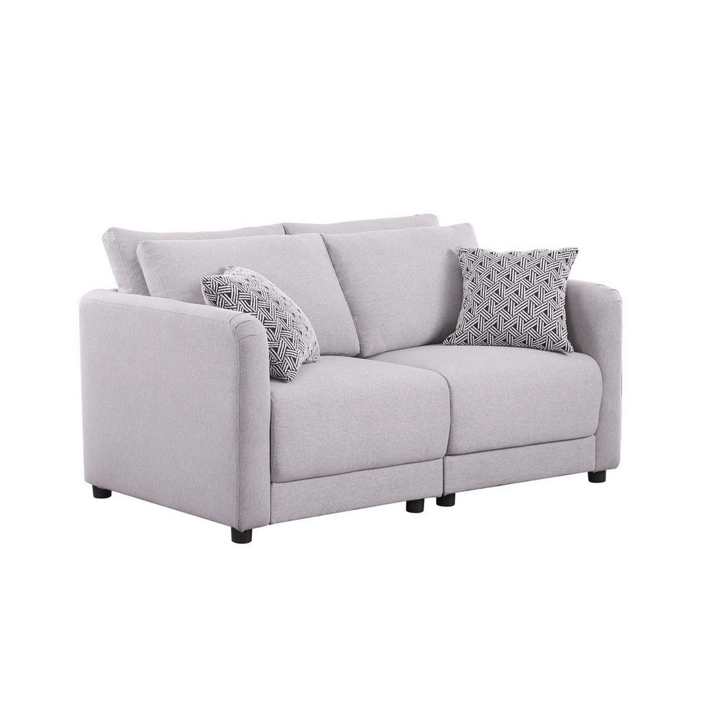 60 Inch Gray Modular Loveseat with Pillows Y1508