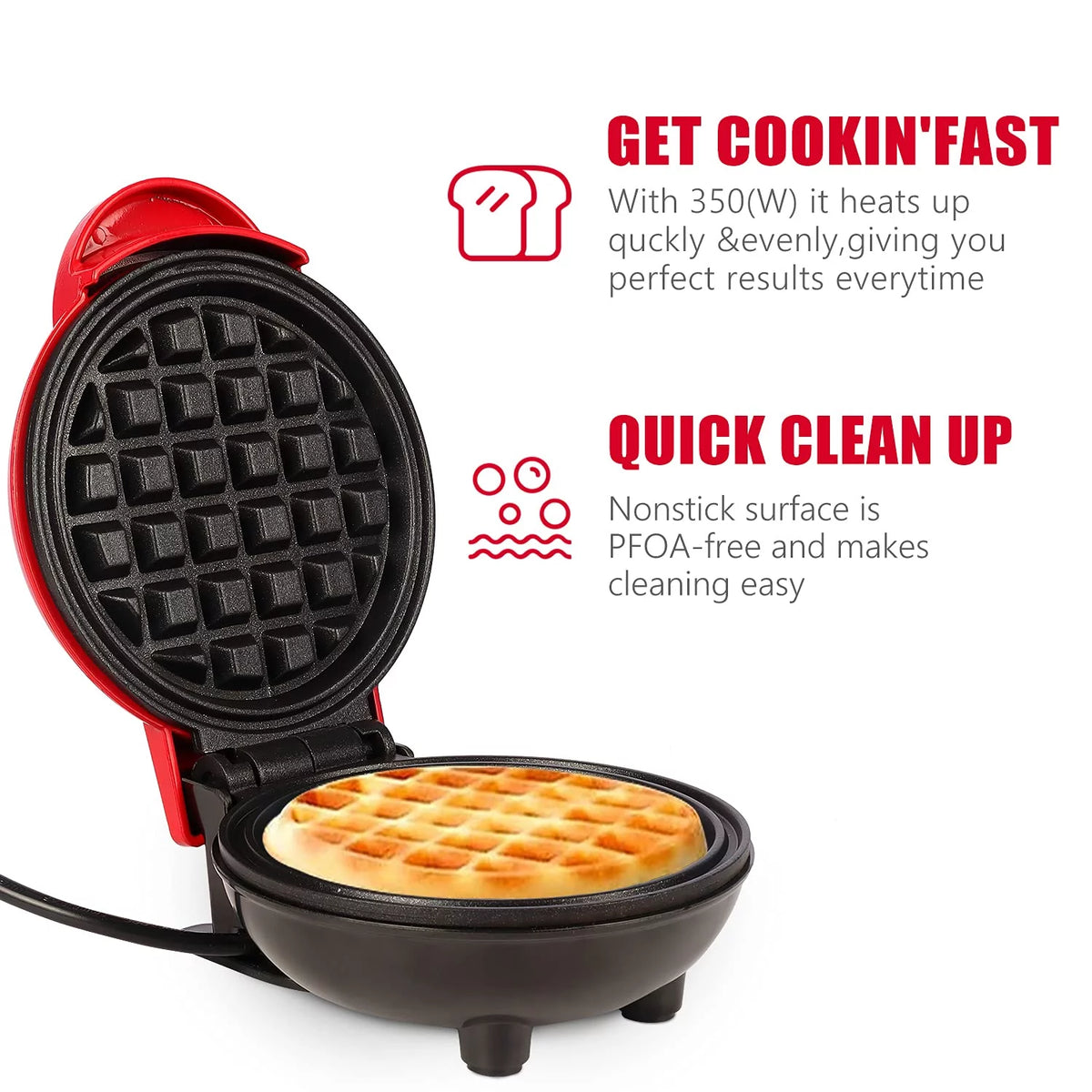 4 inch Portable Electric Non-Stick Mini Waffle Maker F307622