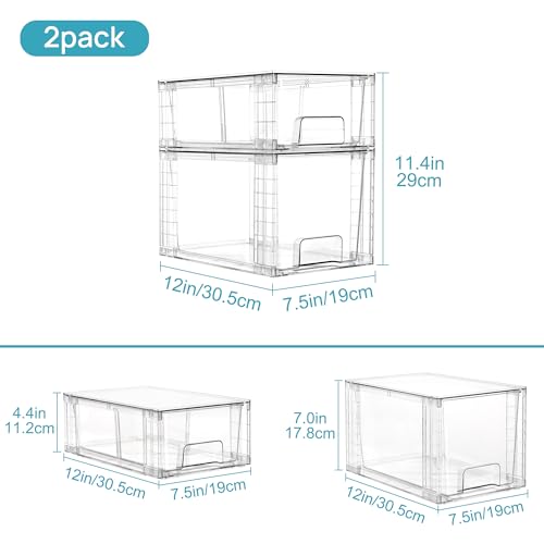 4 Pack Clear Stackable Plastic Storage Drawers X9093