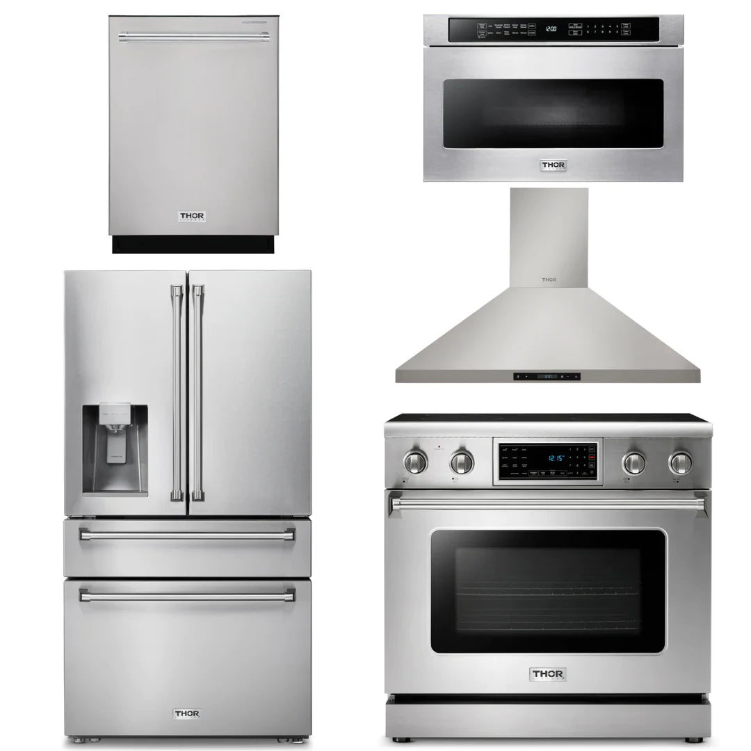 36 Electric Range, Range Hood, Microwave, Refrigerator, Dishwasher K265