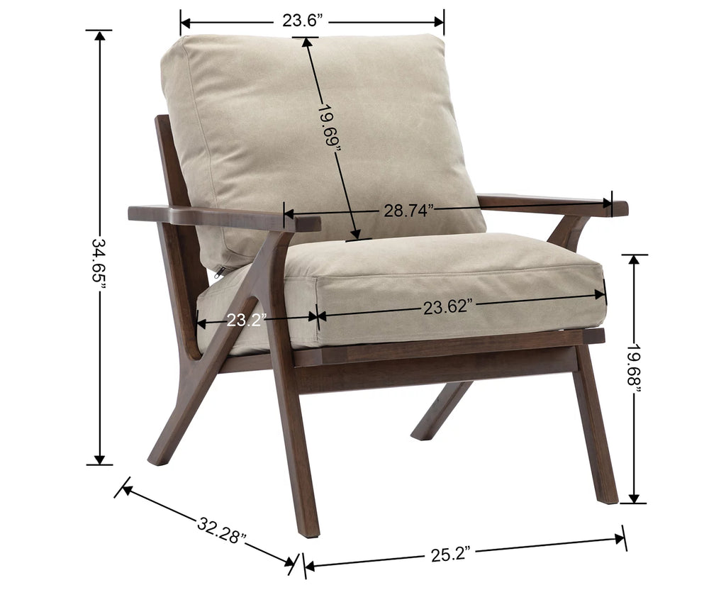 Beige Upholstered Accent Chair with Wooden Frame F19241