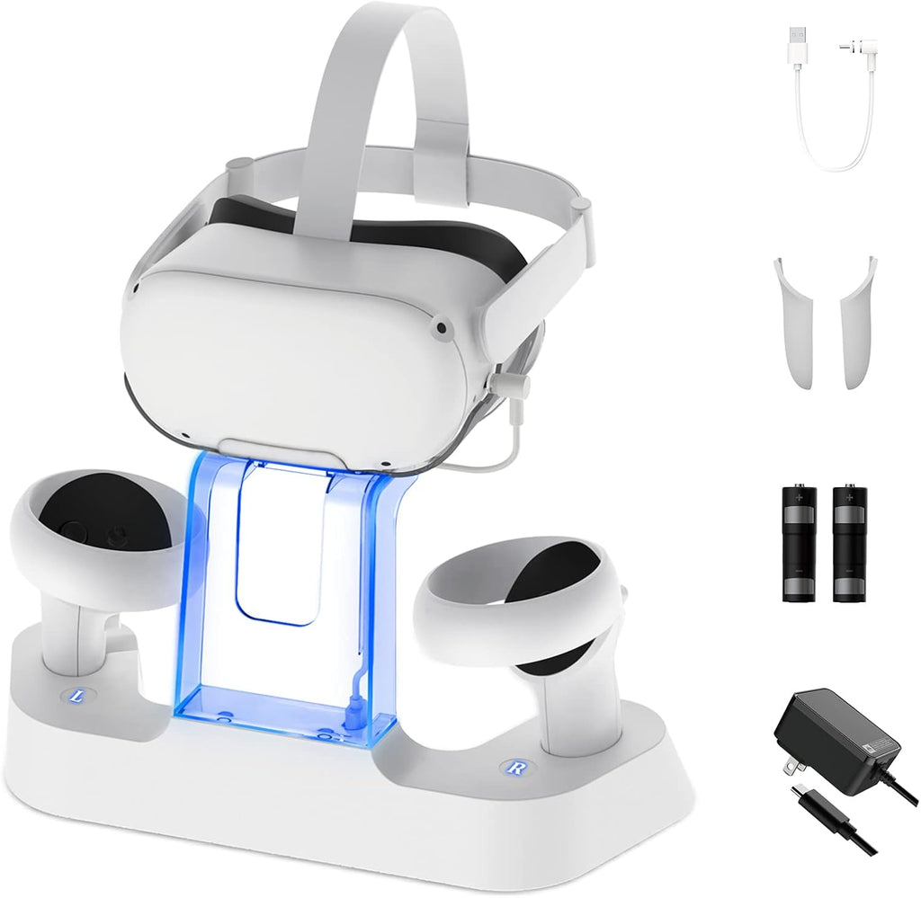 Charging Dock with LED Light, Headset Display Stand and Controller Mount X378