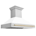 48 Inch Range Hood with White Matte Shell and Gold Handle Z512