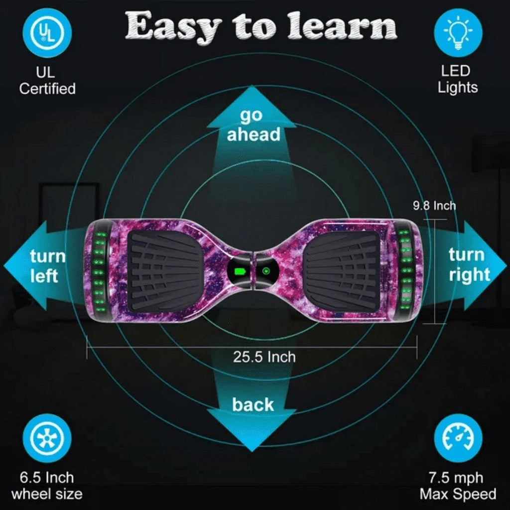 Pink 6.5 Electric Balance Wheel Scooter with Wireless Speaker B529