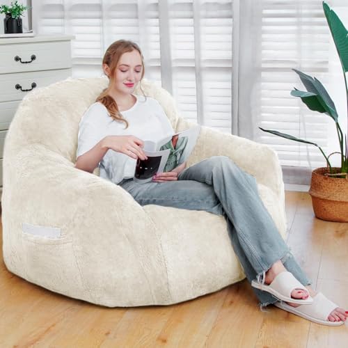 Oversized Beige Memory Foam Bean Bag Chair K477