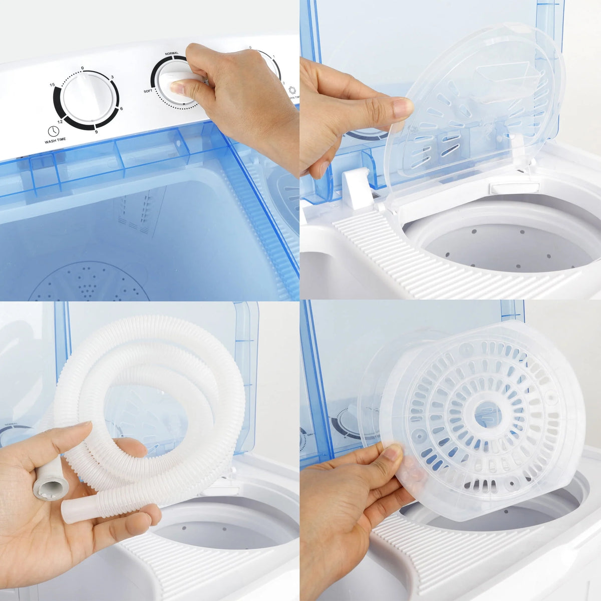 2 in1 Portable Mini Washing Machine Top-Load Twin Tub Washer Spin Dryer, White K738