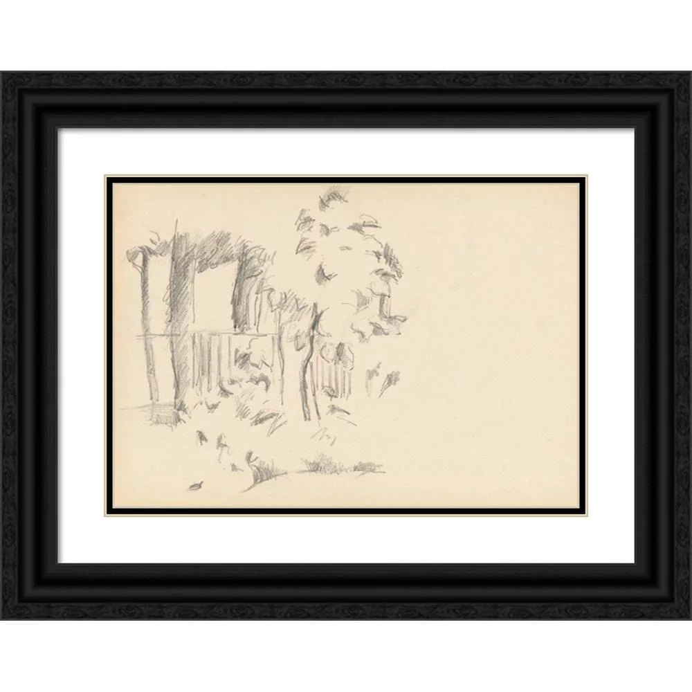 Black Ornate Wood Framed Double Matted Museum Art Print H9254