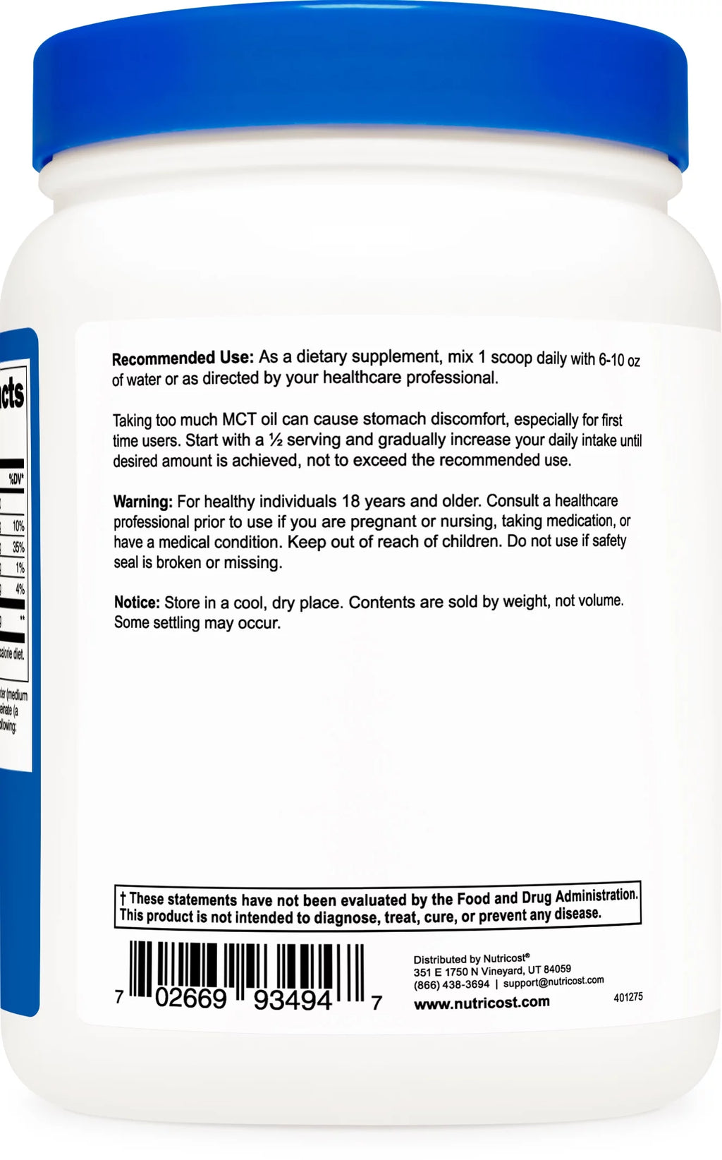 C8 MCT Oil Powder 1LB (16oz) Z11444