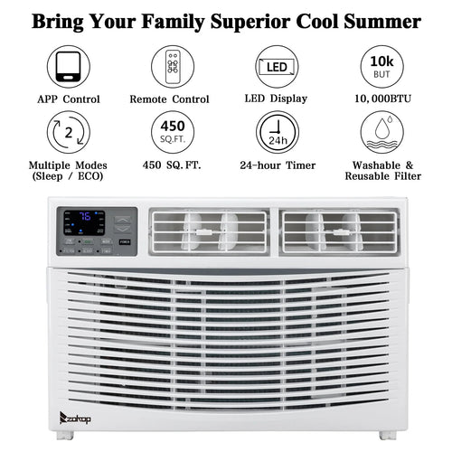 10000BTU 1050W White Window Air Conditioner X484974