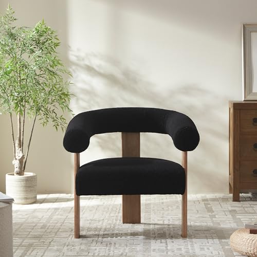 White Upholstered Armchair with Solid Wood Legs K57243