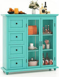 Blue Buffet Sideboard with 2 Doors 4 Drawers Q585