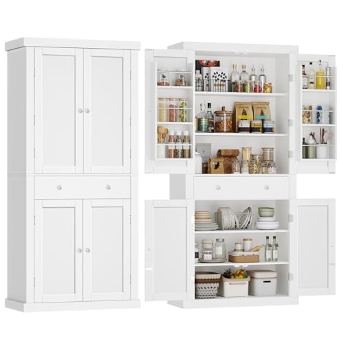 72” Black Kitchen Pantry Cabinet with 4 Doors and 1 Drawer E651
