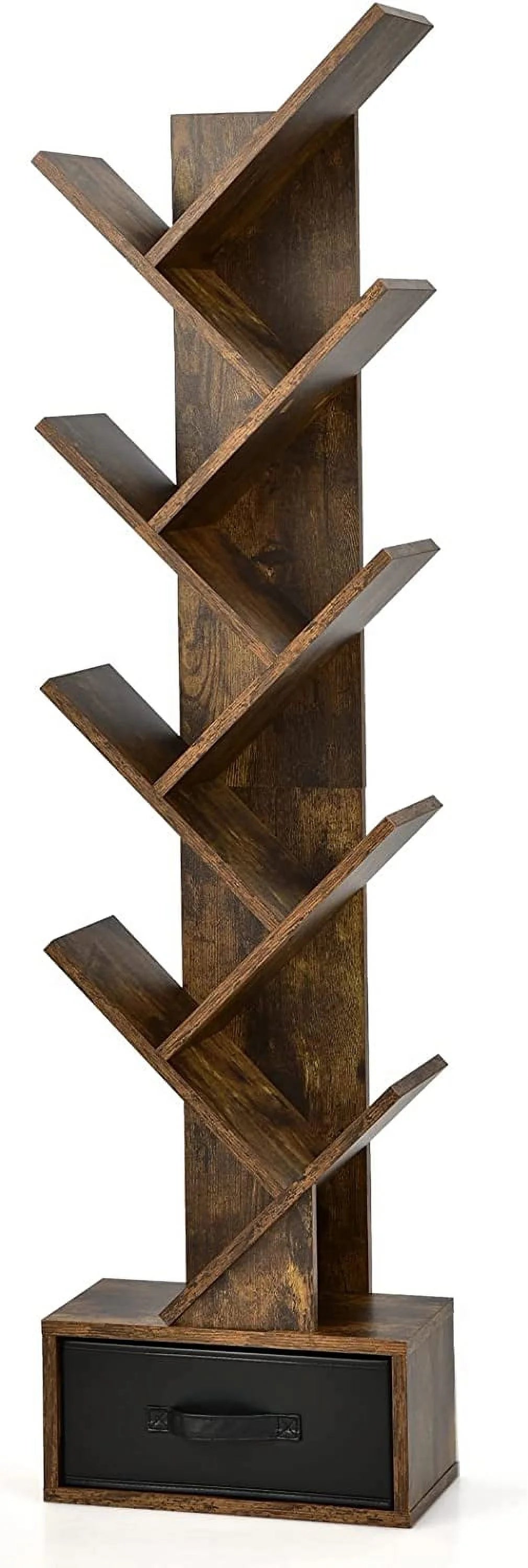10 Shelf Wooden Bookshelf with Drawer J533
