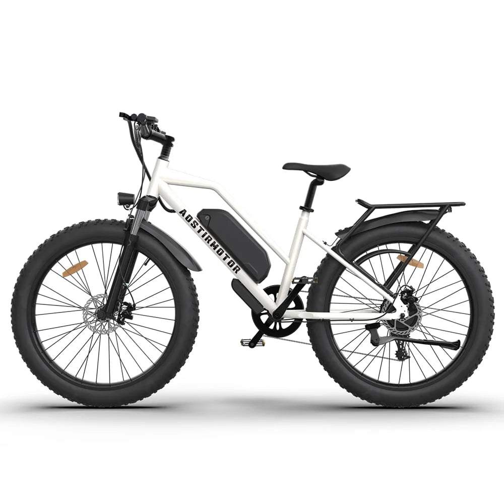 750W Electric Bike Fat Tire 48V 13AH Removable Lithium Battery White U160191