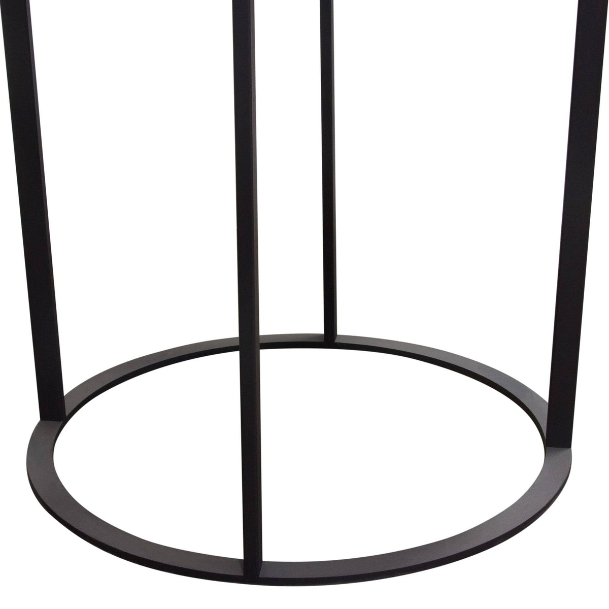Round End Table with Engineered Marble Top and Black Metal Base E6473