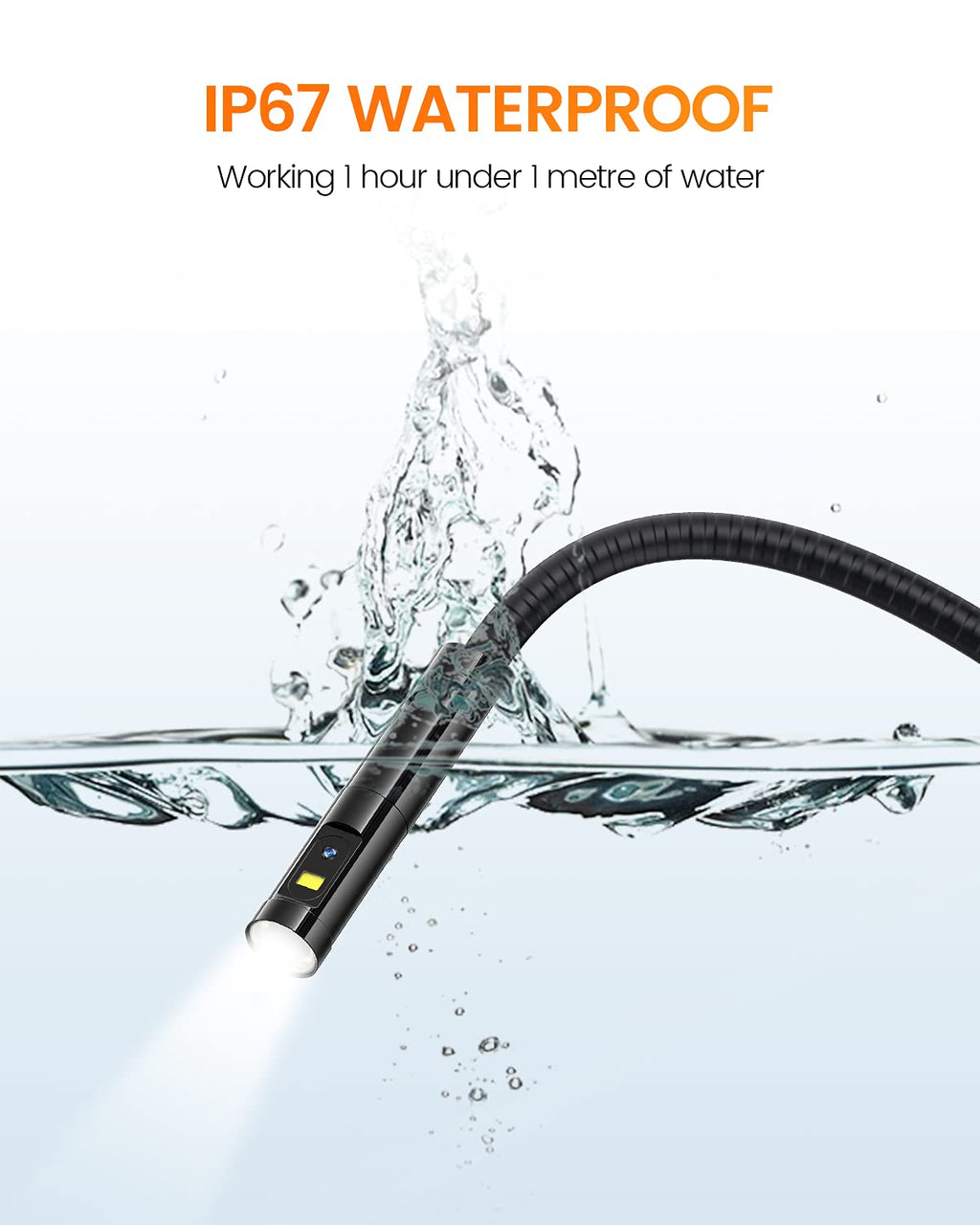 Dual Lens Inspection Camera with Light, 5 IPS Screen, 16.4ft Flexible Probe, 1080p W158