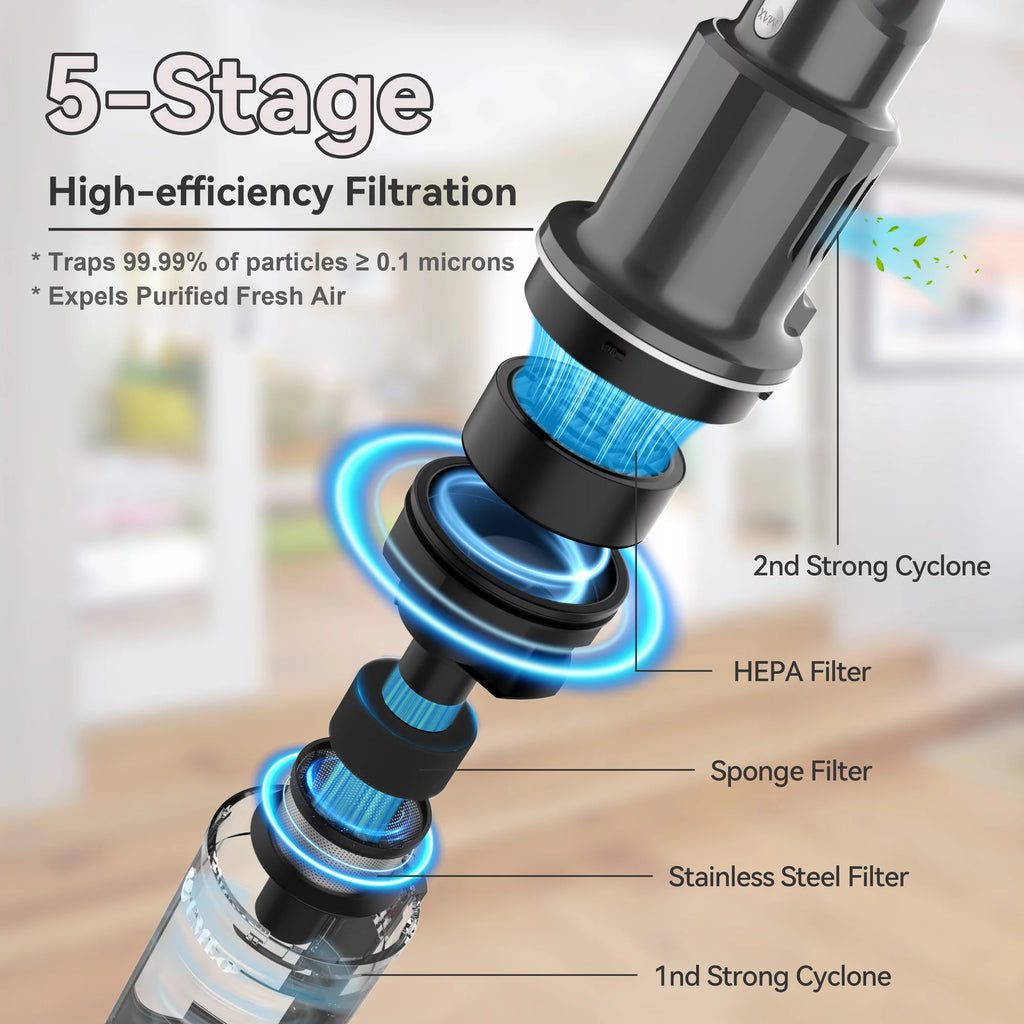 Cordless Vacuum Cleaner, 6-in-1 Stick Vacuum, 22000Pa Lightweight Handheld Vacuum F178