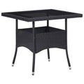 Black Poly Rattan and Glass Outdoor Dining Table H223566